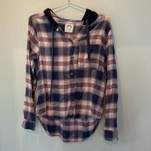 Pink/ blue light flannel w/ hood